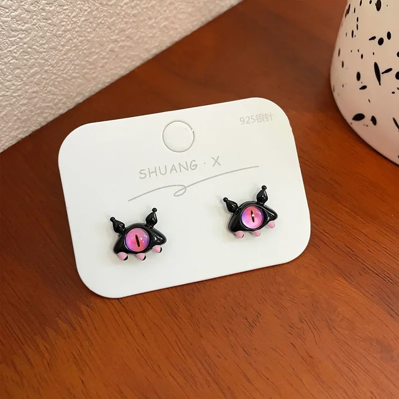 

Cute Little Monster Cat Eye Stone Earrings For Women 2023 Trendy Sweet And Cool Original Design Eardrop Jewelry Teen Gift