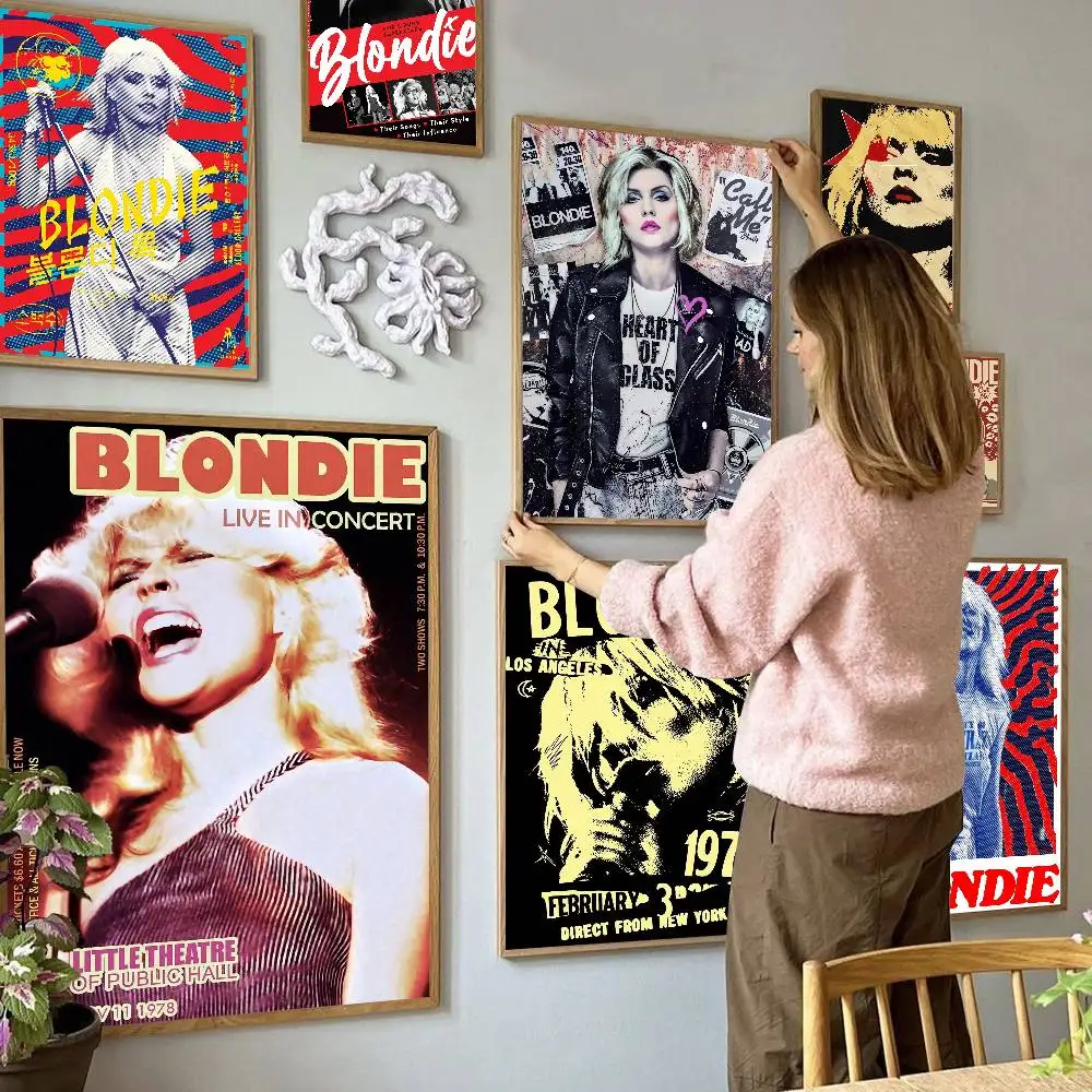 فاسق روك باند بي بلوندي ورق أبيض ملصق HD جودة ملصق جدار الفن اللوحة غرفة الدراسة جدار ديكور #1