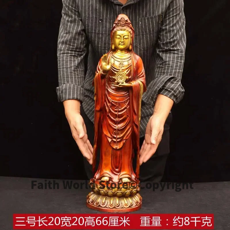 66CM Large Asia Nanhai Putuo Guanyin brass buddha Home temple Shrine Effective protection safety healthy bring Good luck money