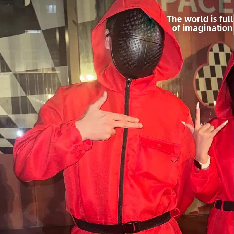 

Красный костюм-комбинезон на Хэллоуин для детей и взрослых, костюм для косплея, сценический костюм для ролевых игр, полиэстер