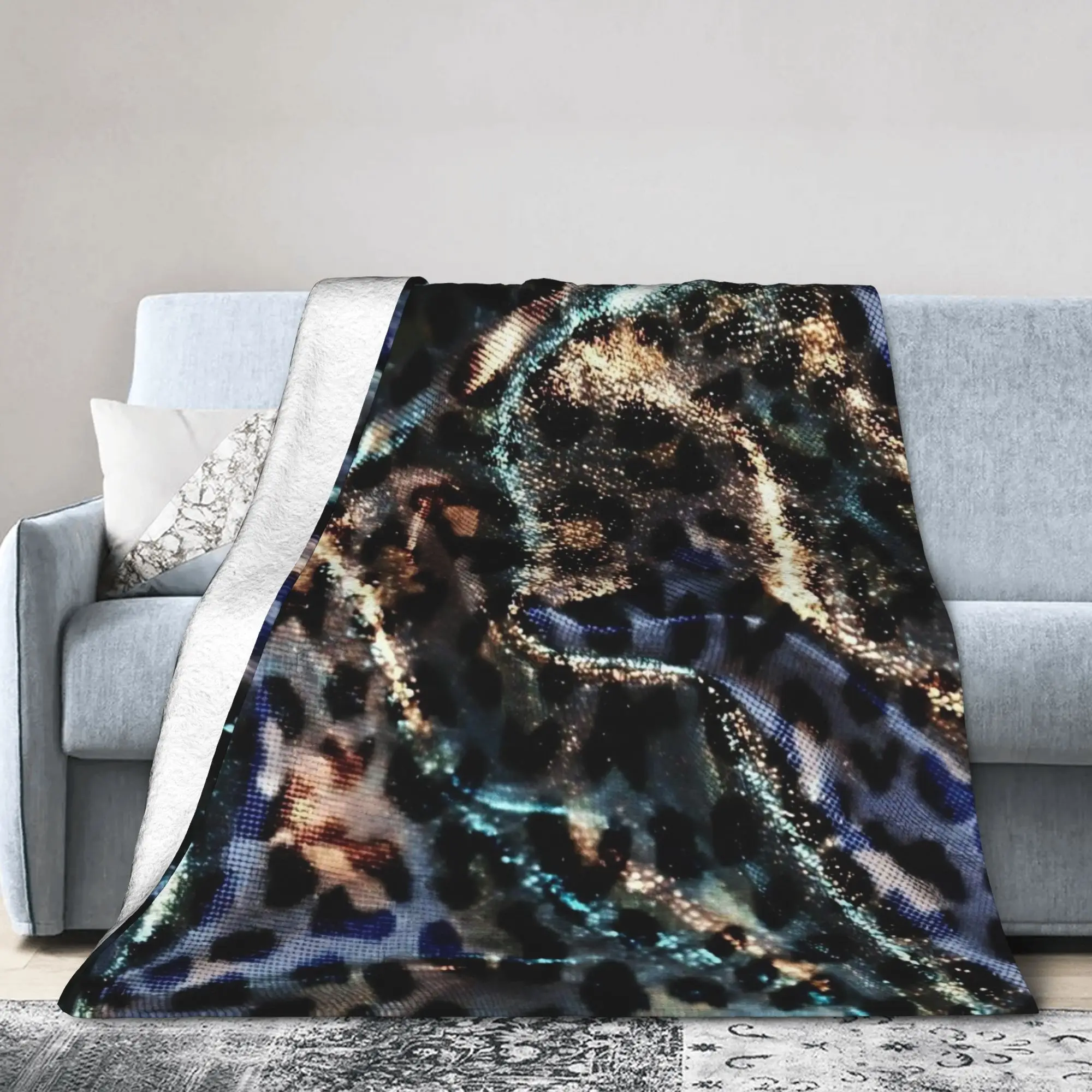 Leopard Galaxy Cosmic Blankets Coral Fleece Plush  Soft Throw Blanket for Car Sofa Couch Bed Rug