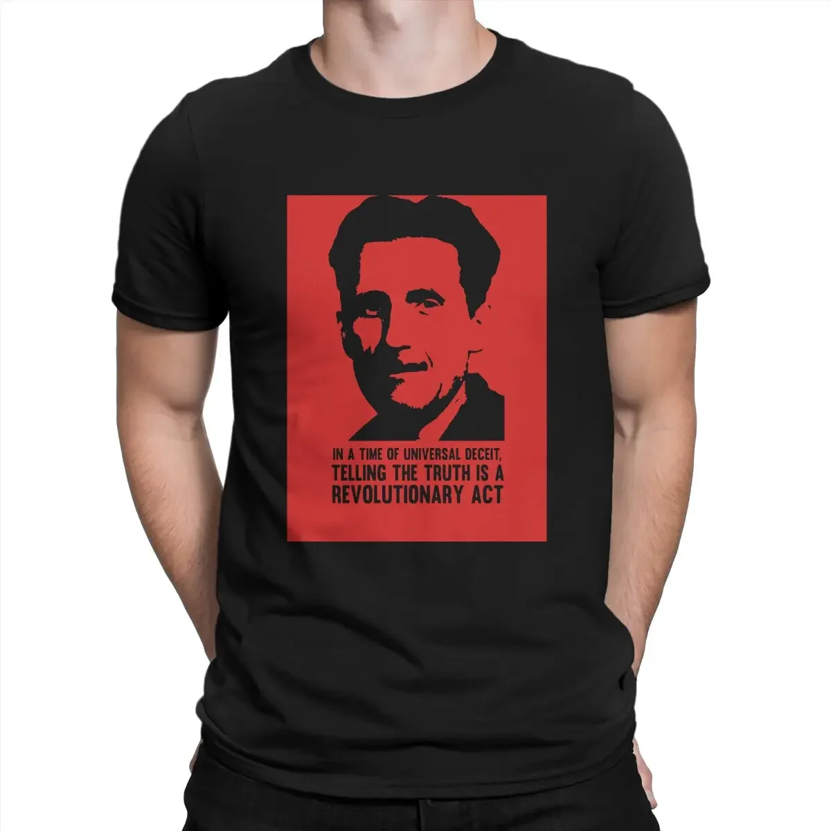 heavyweight Men's Truth is Revolutionary T Shirts Author George Orwell 100% Cotton Clothing Amazing Short Sleeve Crewneck Tees