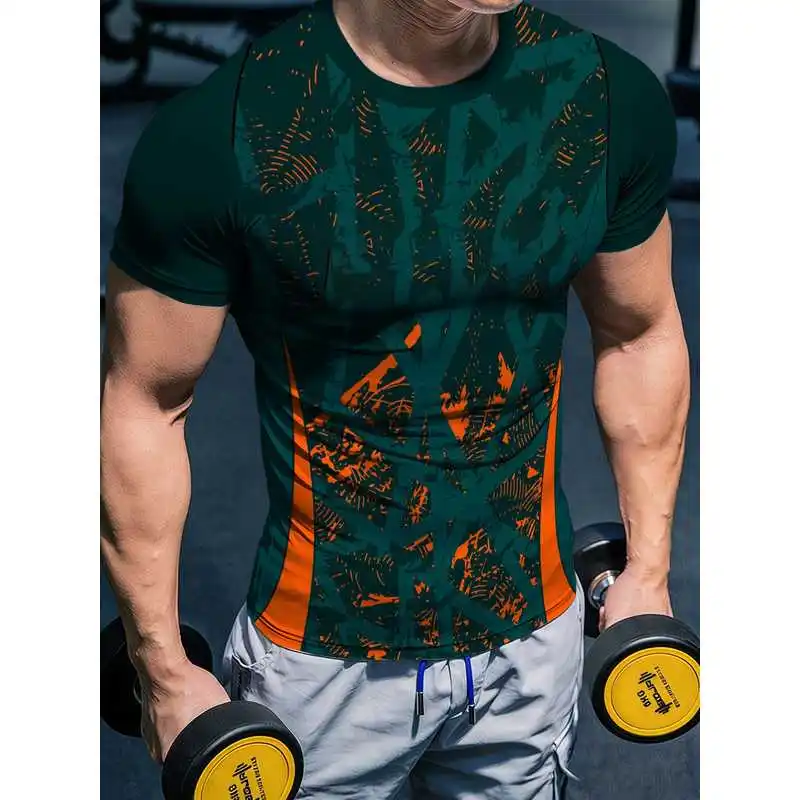 Men's Crew Neck Short Sleeve T Shirt Body Shaper Stretchy Fitness Bodysuit Moisture Wicking Breathable Comfortable Sports Appare