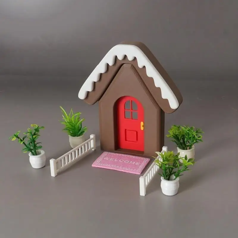 Set di scene da giardino in miniatura fai-da-te, finestra, porta e recinzione per casa delle bambole per diorama creativo nel cortile, progetto perfetto per giochi di finzione