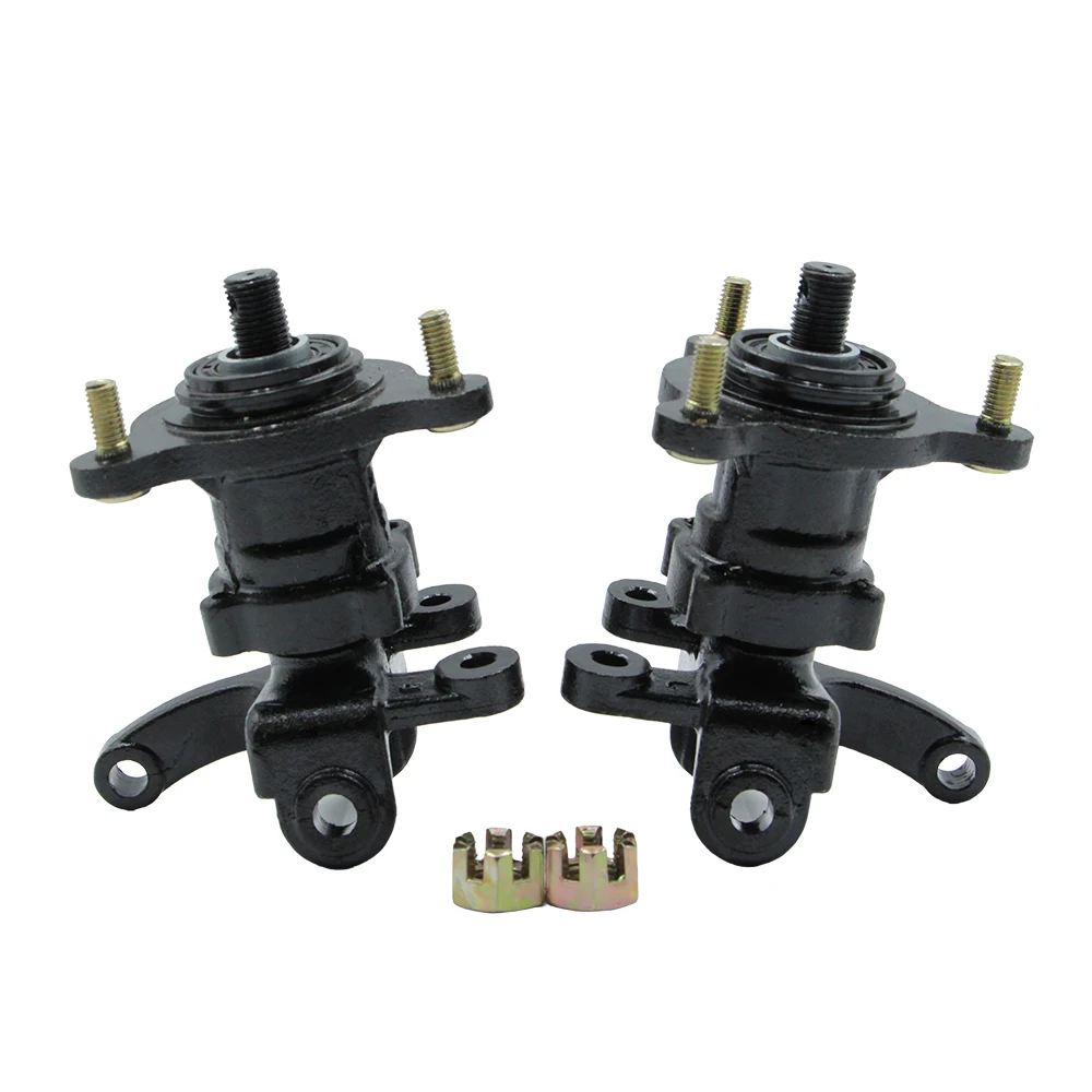 Steering Strut Knuckle Spindles With Wheel Hub Brake Caliper Set For 50cc 70cc 110cc 125cc Electric ATV Quad Go Kart UTV Buggy