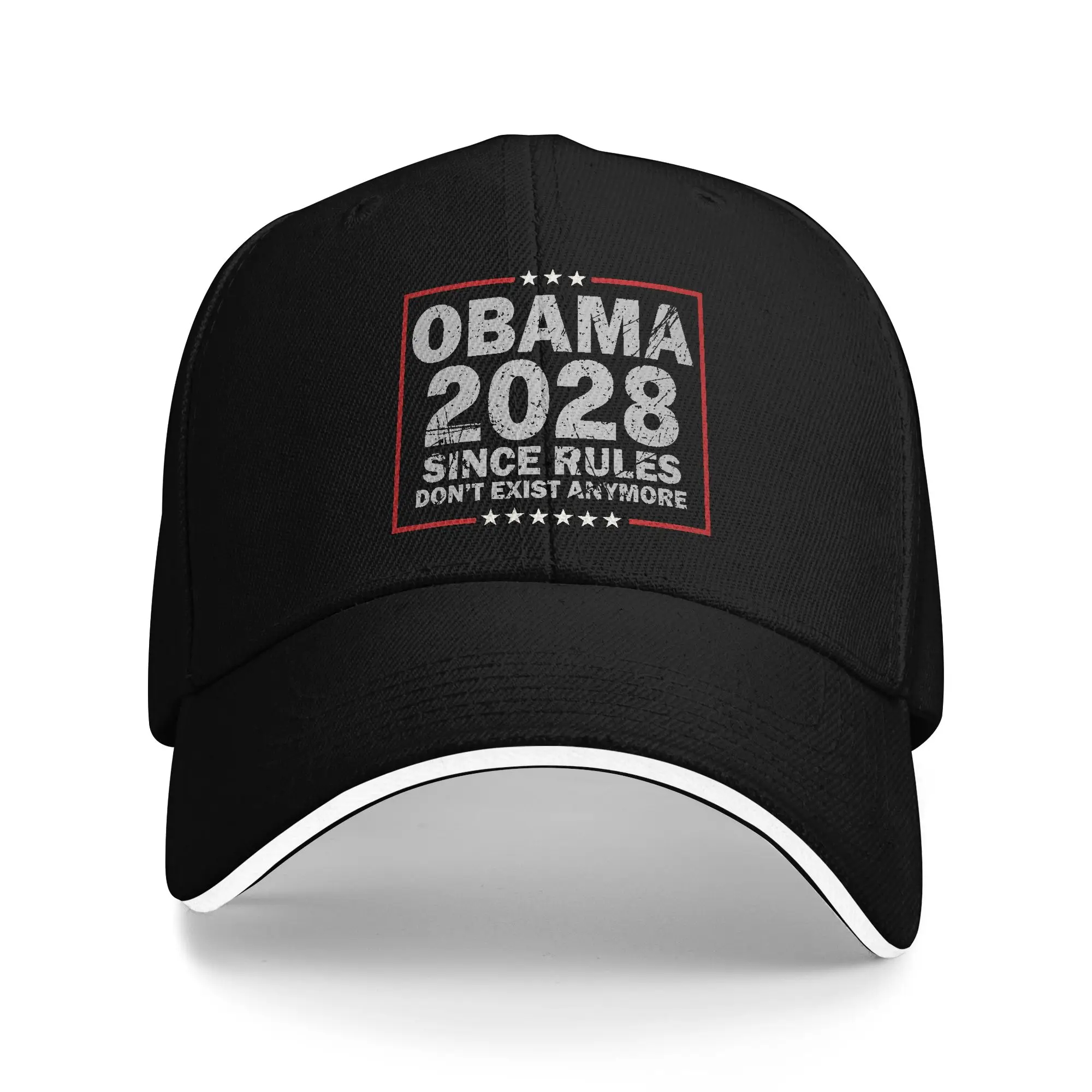 Obama 2028 Since Rules Don't Exist Anymore Sandwich Baseball Caps Popular Satire Unisex Adjustable Headwear Outdoor Adult Hat
