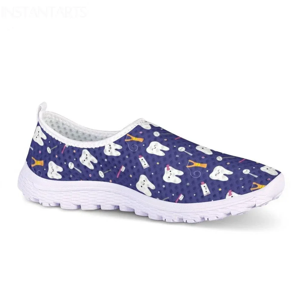 Dental Teeth/Dentist Equipment Pattern Flats Summer Women's Casual Sneakers Comfort Mesh Loafers Shoes Female Shoes