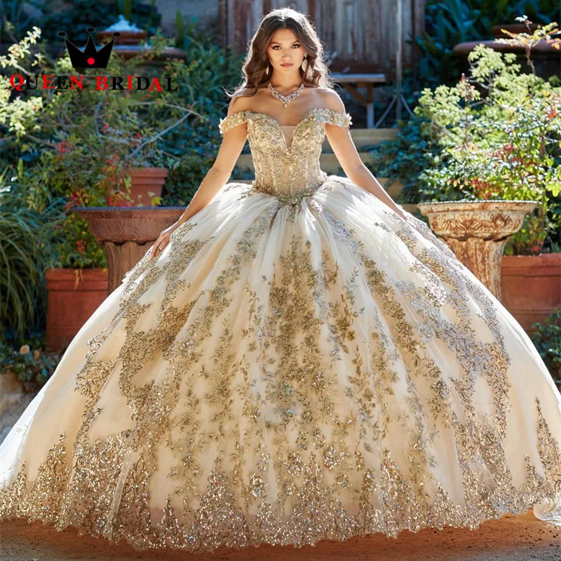 Crystal Sequined Exquisite 2024 Quinceanera Dresses Backless Off Shoulder Ball Gowns vestidos de 15 quinceañera Custom Y68X