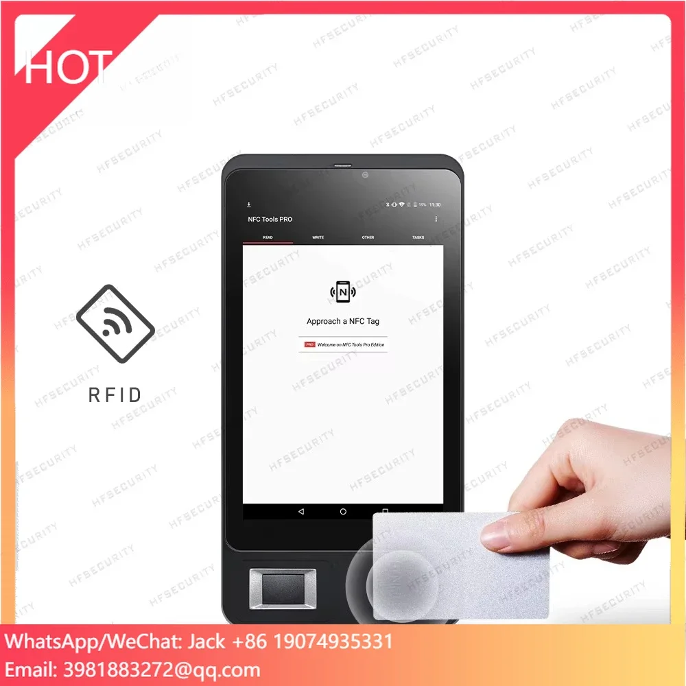 HFSeccurity FP07 Android 11 Nfc IC ID RFID Biometric Fingerprint Punch Card Time Recorder Machine With Free Software
