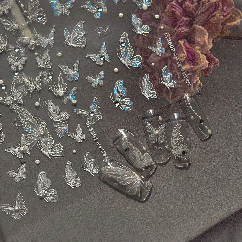 

Изысканные самоклеящиеся декоративные наклейки для дизайна ногтей, милые наклейки для дизайна ногтей с бабочками, креативные сказочные наклейки для дизайна ногтей, подарки