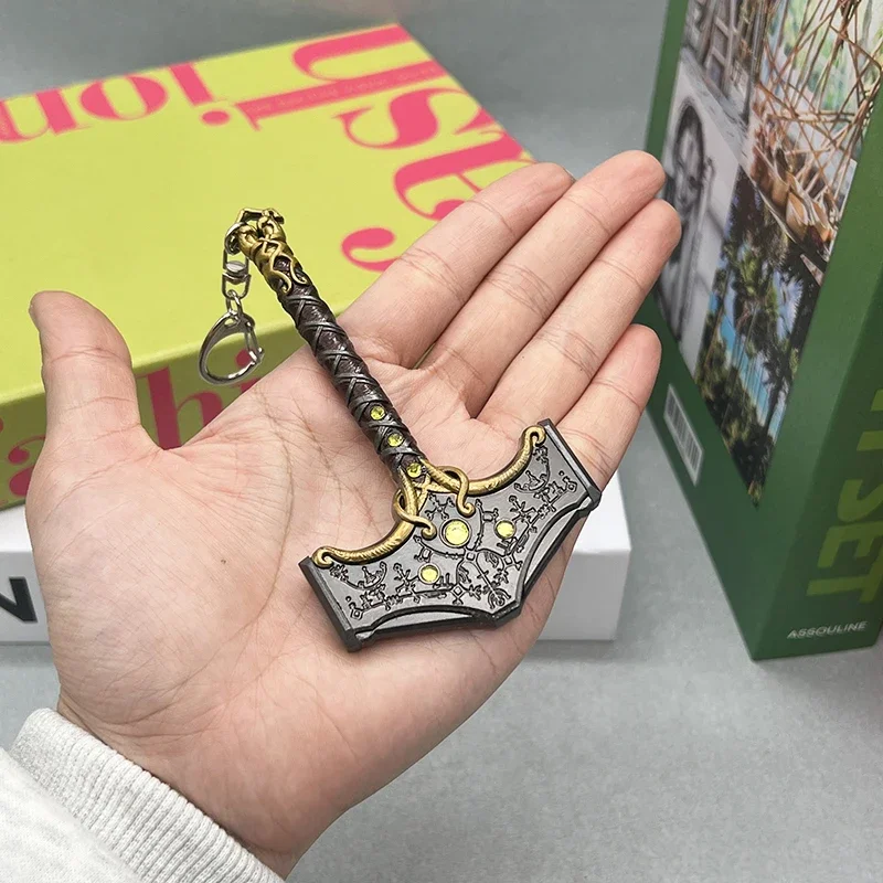 11cm God of War: Ragnarok Game Replica Mjolnir Metal Hammer Weapon Model Thor Collectible Desktop Decorations Accessory Boy Toys