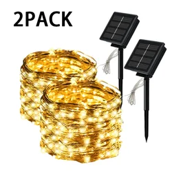 Impermeável Solar Cordas Fairy Lights para Jardim, Rua Guirlanda, Lâmpada de energia, Decoração de Natal, ao ar livre, 10m, 100LED