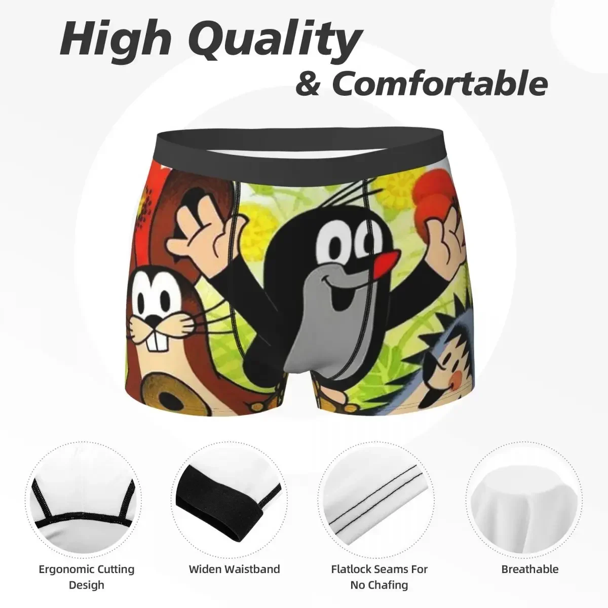 Roupa interior feliz mole para homens, bonito boxer, calcinha macia, cuecas, shorts, presentes de namorado, 9