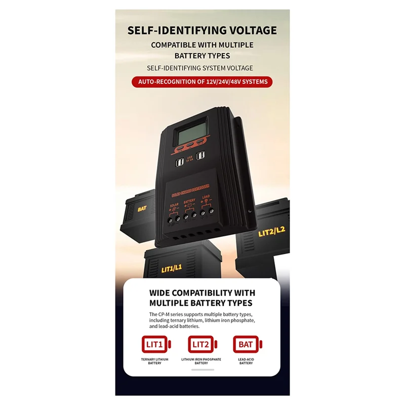 

MPPT/PWM Solar Charger Controller Solar Panel Regulator LCD Display Various Load Control Modes