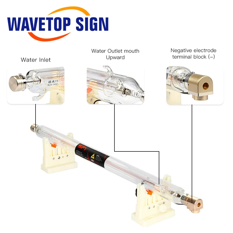 WaveTopSign CO2 Laser Tube 30-50W Dia. 50mm Length 730mm With Red Point for CO2 Laser Cutting and Engraving Machine