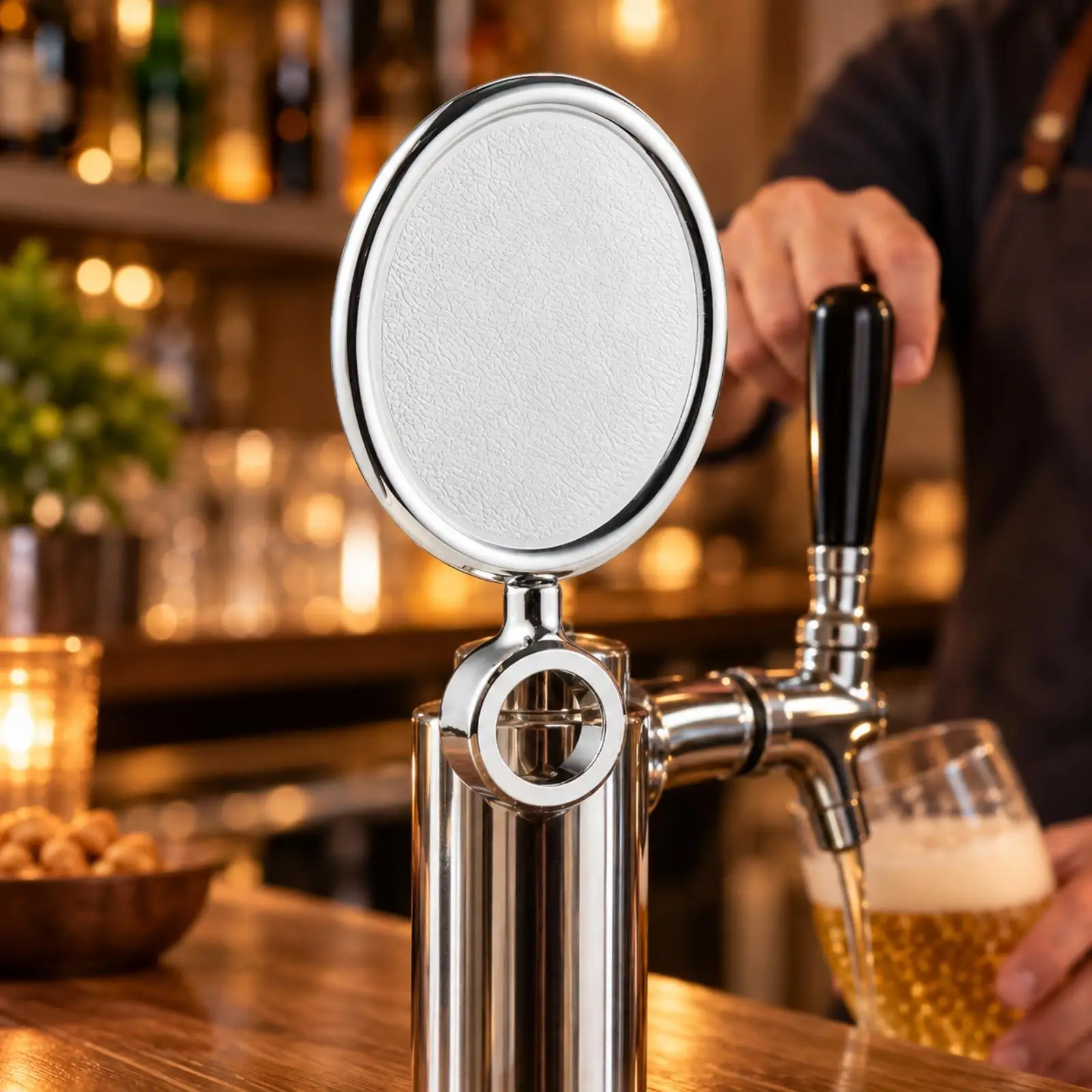 Oval Beverage Label Plate with Loop for Beer Tap Handle Bar Dispenser Aluminum Identification Badge