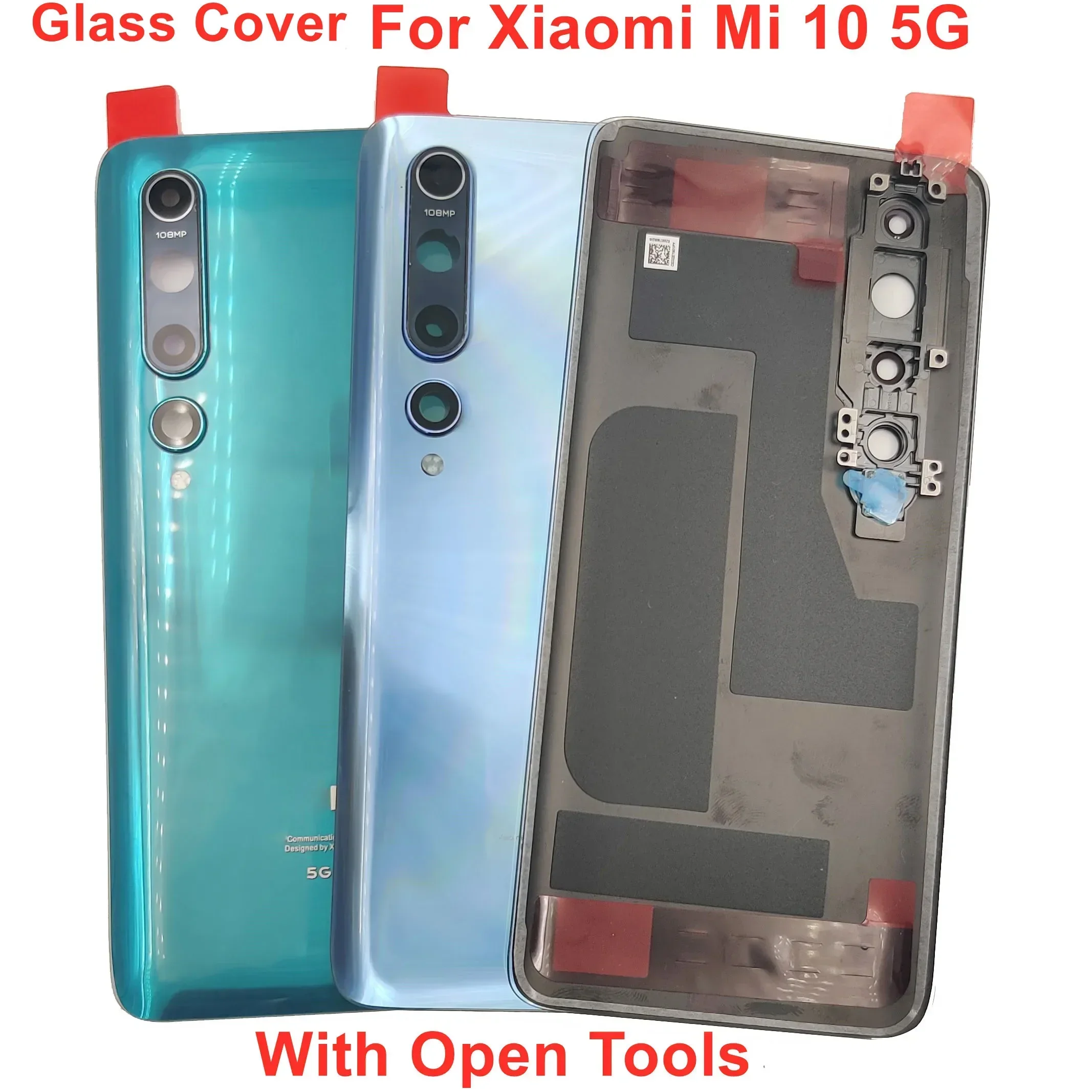 Glass Back Lid Door For Xiaomi Mi 10 5G Battery Cover Rear Housing Panel Case Shell With Camera Frame Lens Adhesive