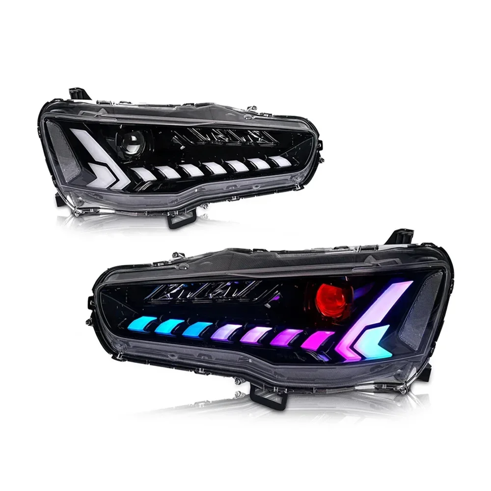 2 Pieces LED Headlamp for Lancer Ex 2008-2020 Front Light for EVO RGB Start UP Animation Sequential Headlamp Accessories