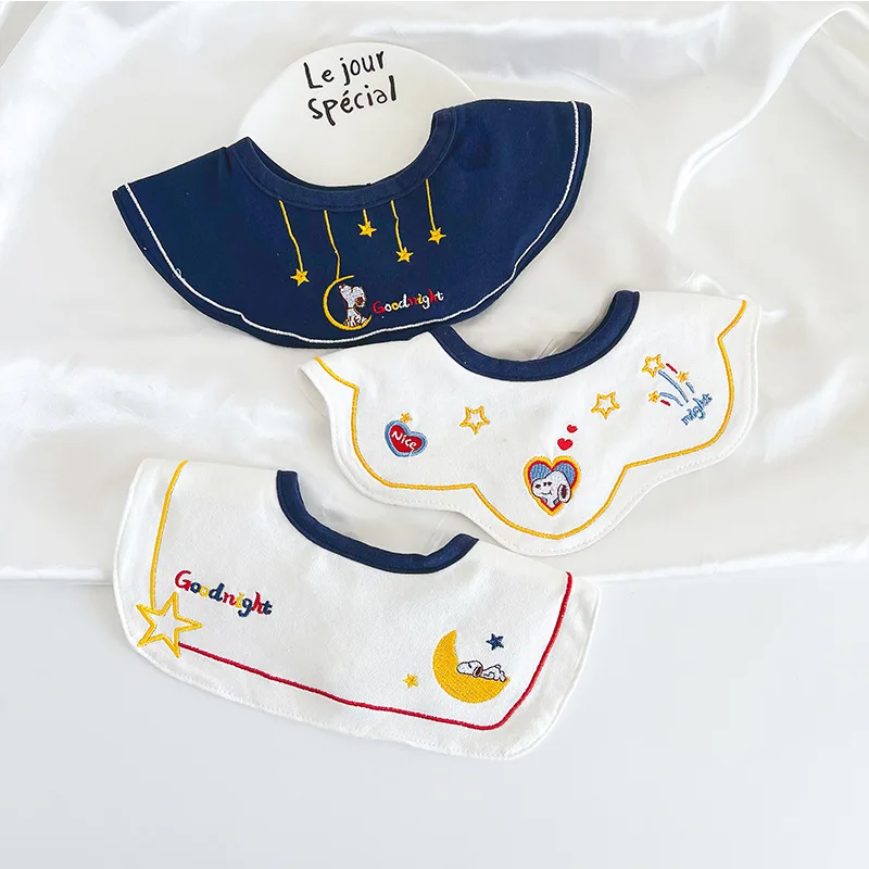 Ins Korea New Cotton Baby Bib Embroidery Bib Baby Drool Towel Boys and Girls Drool Pocket Waterproof Baby Kleding Jongen