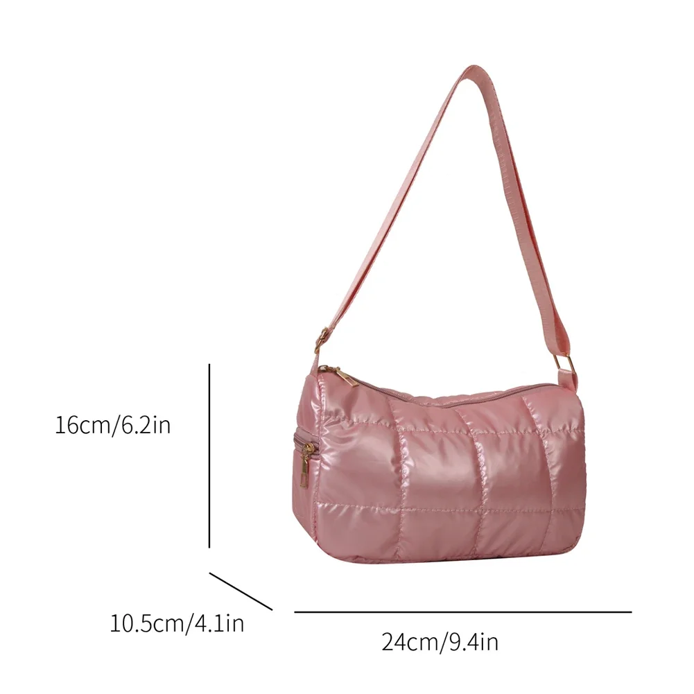 Women Fashion Crossbody Bag Solid Color Quilted Stylish Sling Bag Adjustable Strap Shoulder Bag Large Capacity for Autumn Winter