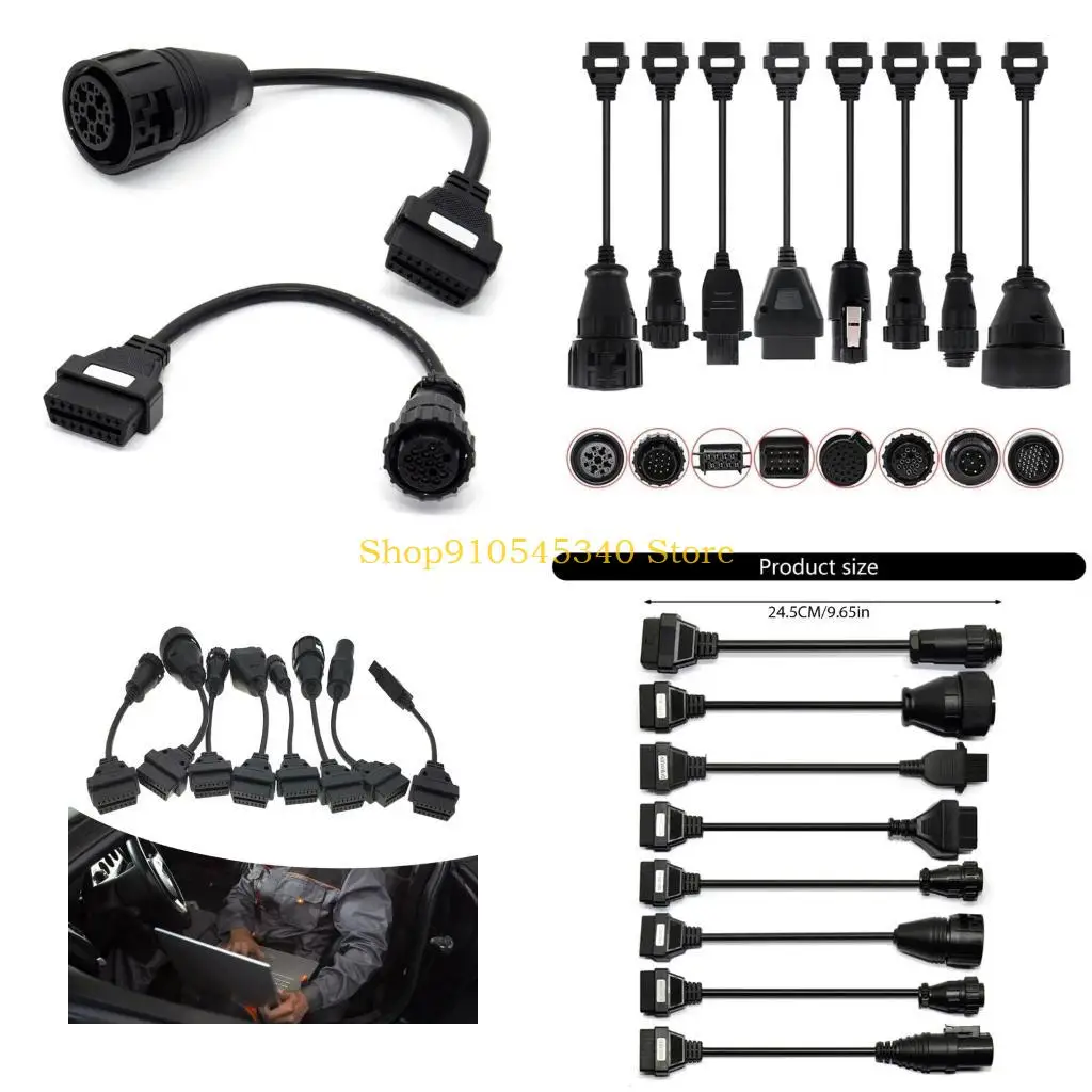 U2JA 8Pcs High Durability Adapter Cables ABS For Commercial Vehicle Computer Systems