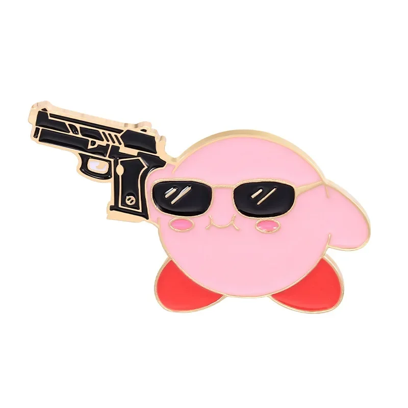 1set Kirby spille smaltate Anime Kawaii spilla in metallo distintivi Cartoon Cute Hat zaino Pin accessori per donna uomo gioielli regali