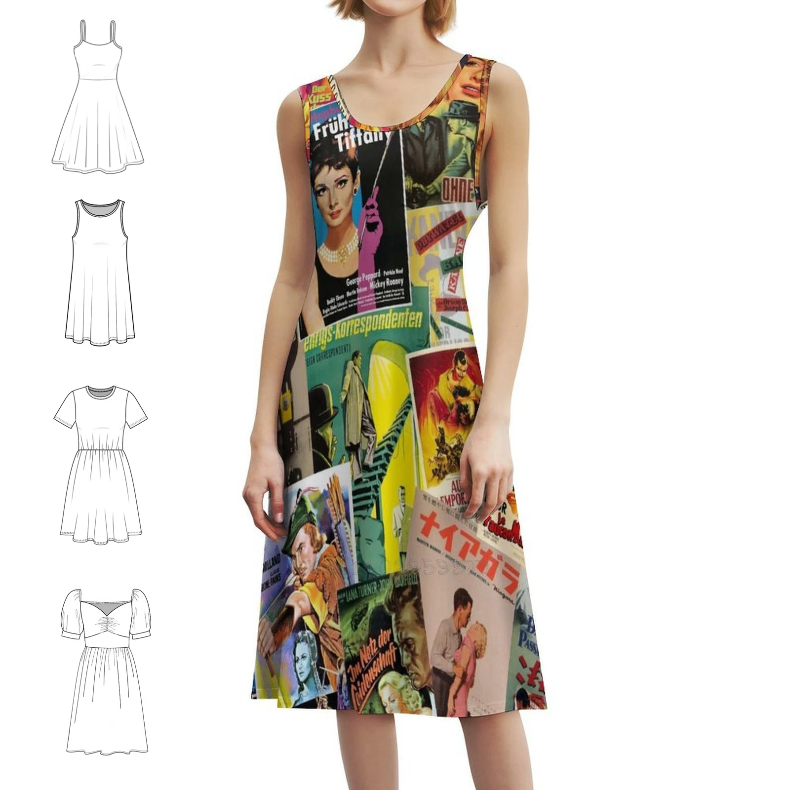 

Винтажный постер из иностранного фильма, коллаж, сексуальное платье для отпуска для женщин, мини-платье для пляжной вечеринки, дня рождения, фильм 1950-х годов, 1960-х, 1940-х годов