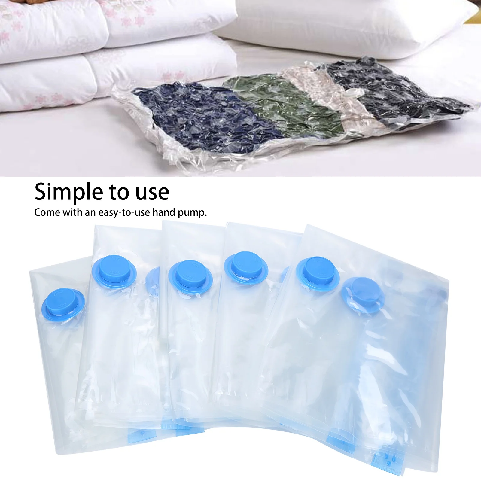 

10PCS Transparent Vacuum Storage Bag Foldable Clothes Organizer Compressed Package with Pump Space Saving Bag Vacuum Storage Bag