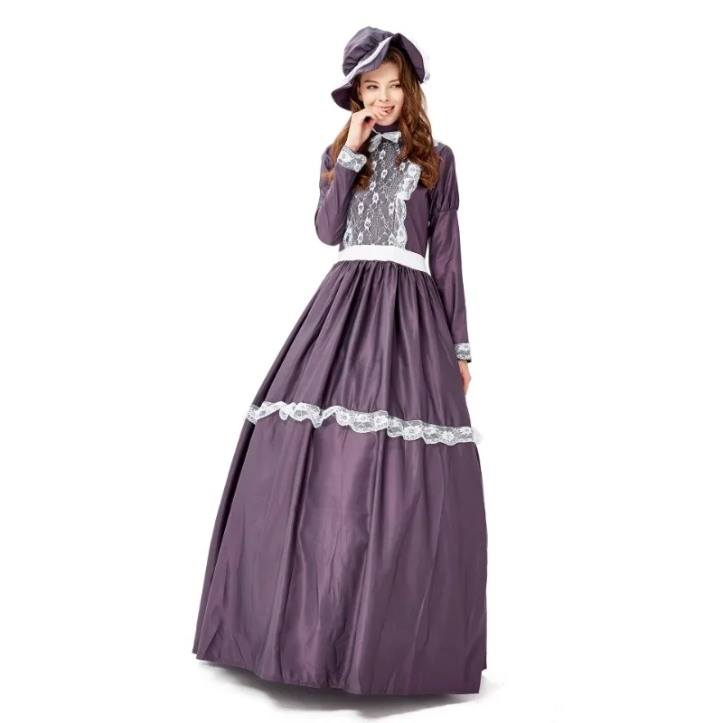 European Vintage Court Costume Farm Outfit Cosplay Masquerade Party Princess Dress Gown Costumes Accessories