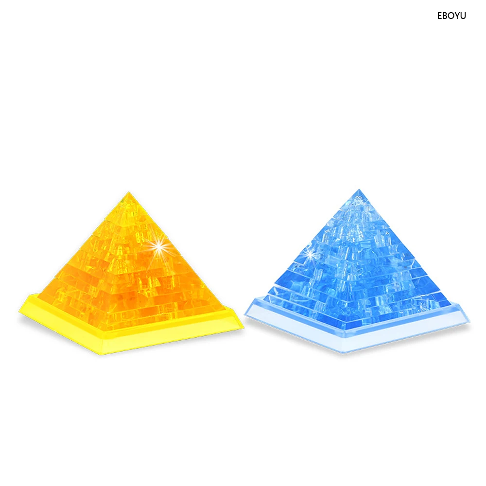 

2pcs * EBOYU DIY 3D Crystal Puzzle Model Building Toy- Pyramid Blue + Yellow