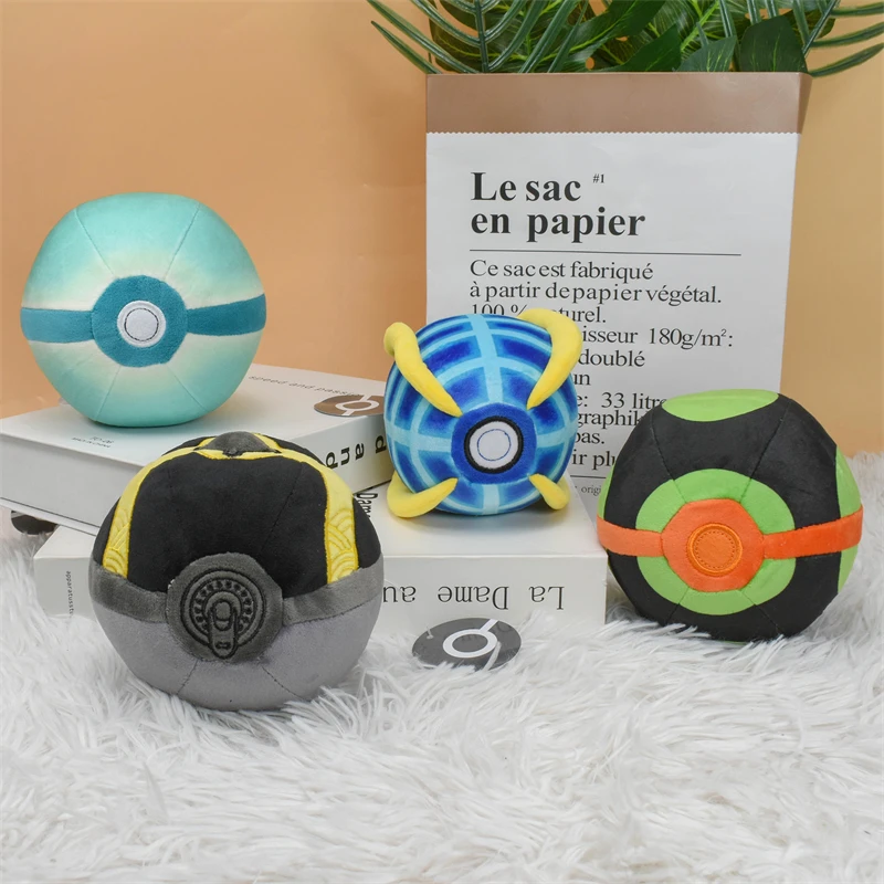 Kawaii Pokemon Poké Master Ball Soft Plush Toys Cute Anime Great Ultra Dusk Ball Stuffed Animals Peluche Dolls Birthday Gifts