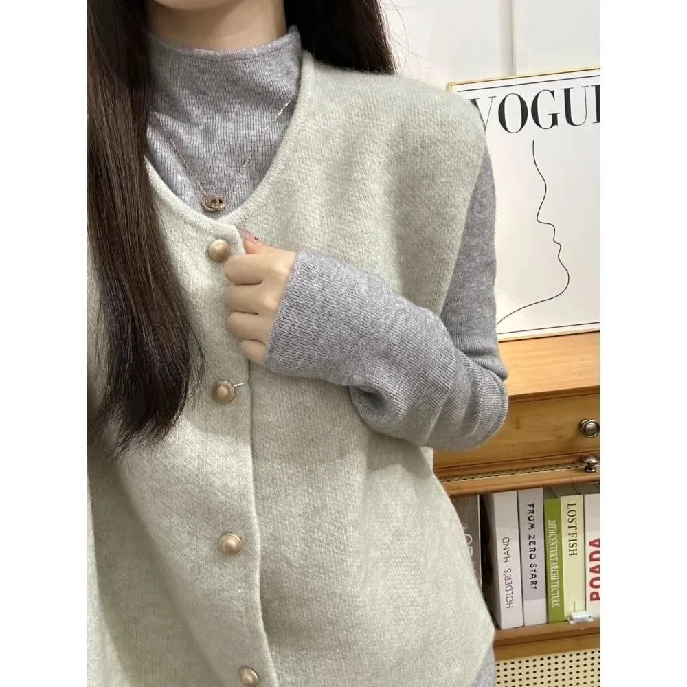Korean Sle Women's Soft Cozy f High Ne Knitwear Slim Fit Autumn Winter Inner Wear Base irt Top Long Sve Pure Color