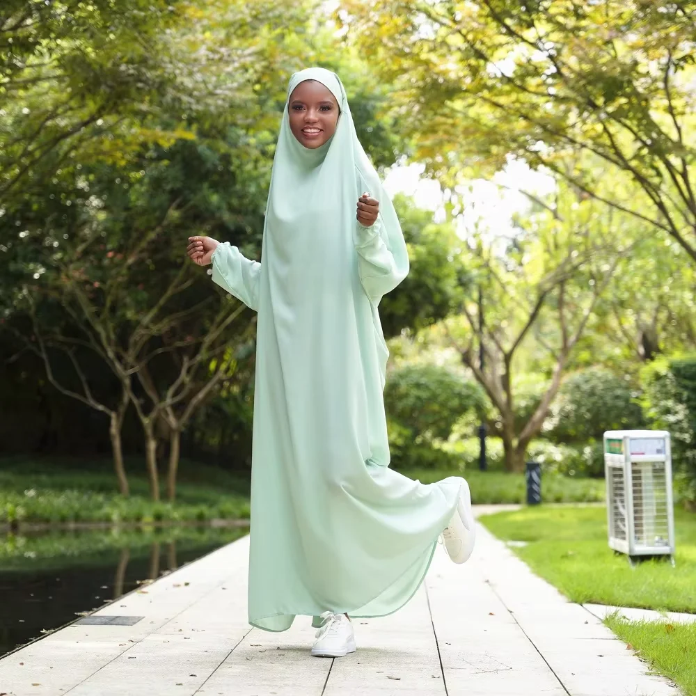 

Рамадан цельный молитвенная Абая Дубай мягкий мусульманский хиджаб с капюшоном платье халат кафтан длинный химар исламская одежда Djellaba Femme