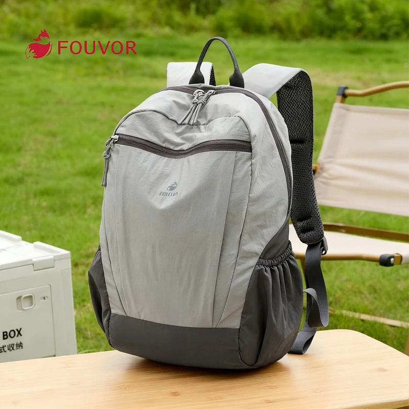 Fouvor Men Women Large Capacity Color Block Lightweight Backpack Outdoor Travel Hiking High College Student School Bag 3068-09