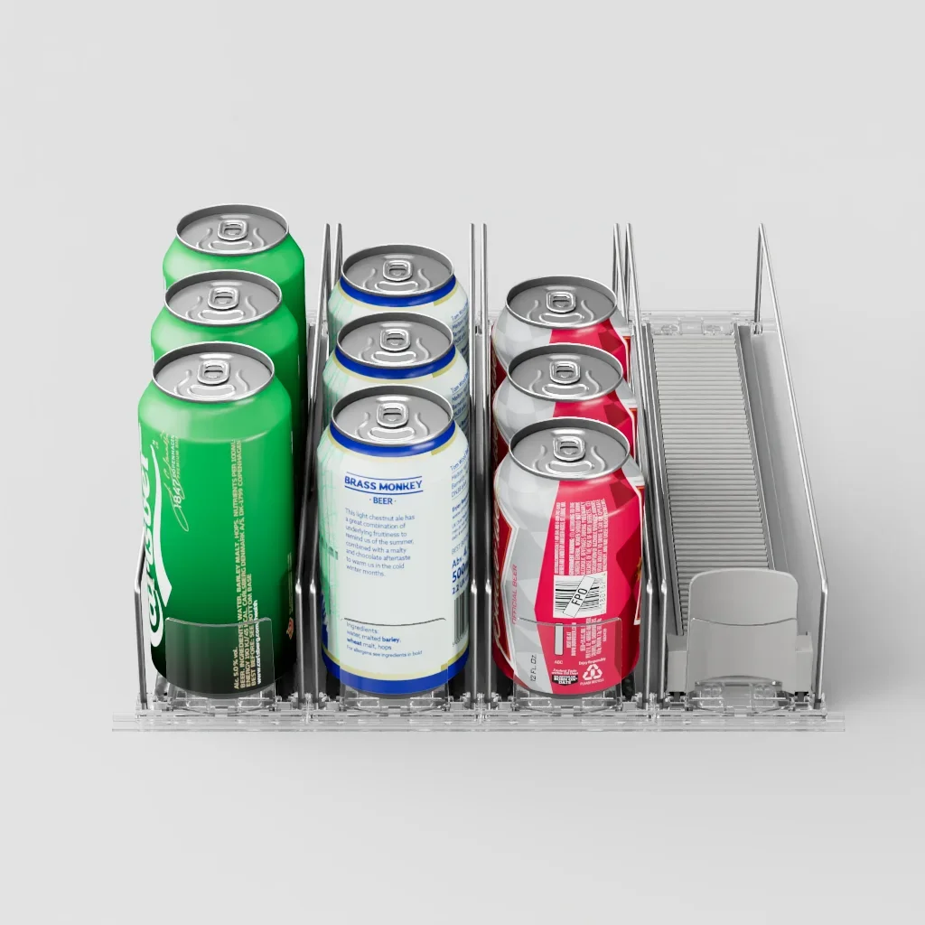Beverage Spring Pusher Glide for Fridge Automatic Drink Propeller Bottle Rack Cans Organizer Refrigerator Drink Dispenser Shelf
