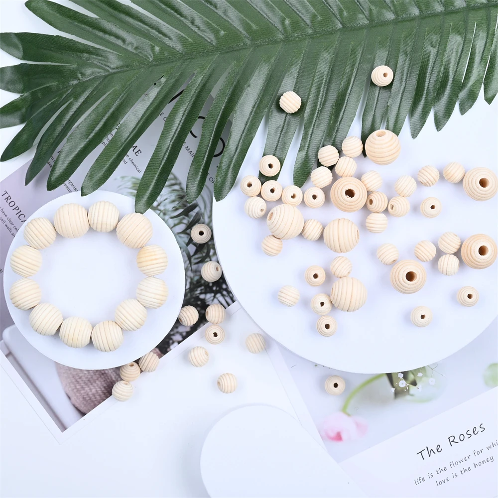 10-20mm Natural Threaded Wood Beads Round Spacer Wooden Pearl Lead-Free Balls Charms DIY For Jewelry Making Handmade Accessories