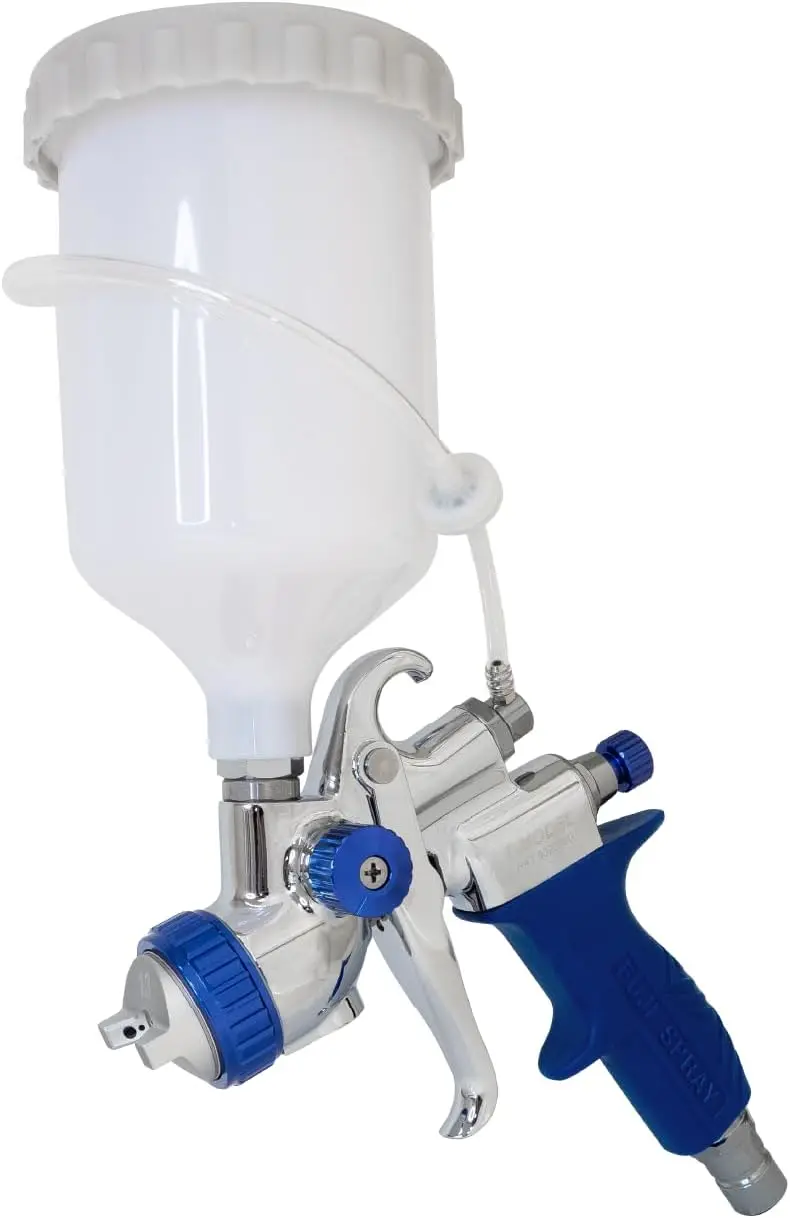 Gravity Spray Gun 100% Stainless Steel Fluid Components, Ergonomic Stay Cool Handle New Sleek Lightweight Design