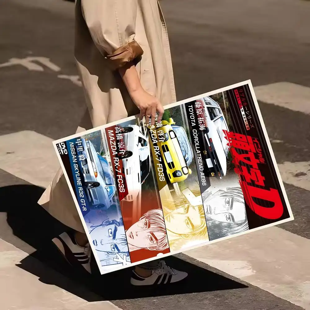 اليابانية سباق أنيمي الأولي D الكلاسيكية أنيمي المشارك ذاتية اللصق الفن ورقة مقاومة للماء ملصق مقهى بار غرفة جدار ديكور #5