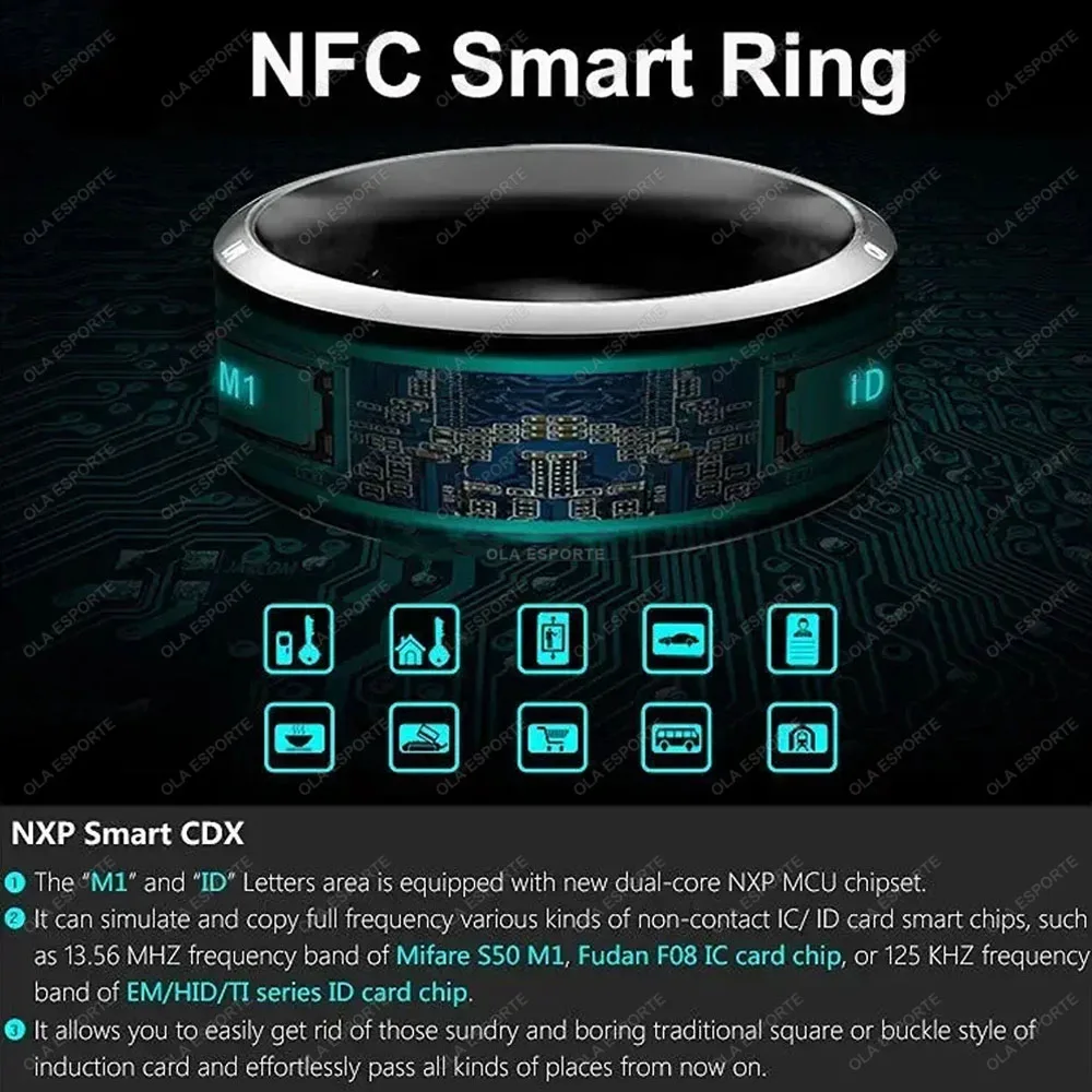 HOT For Xiaomi NFC Smart Ring Electronic Bluetooth Ring Solar Ring IC/ID Rewritable Analog Access Card Tag Key Ip68 Waterproof