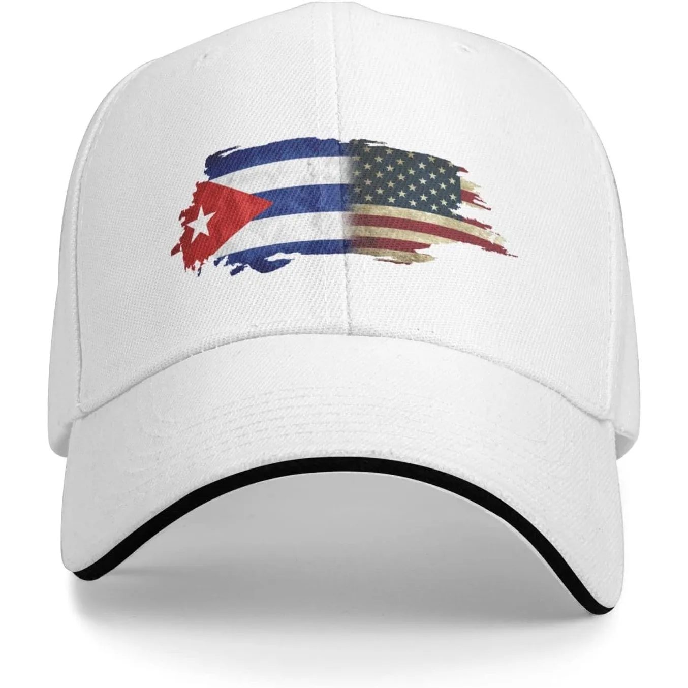 Cuba USA Split Flag Baseball Cap Cuban American Adult Adjustable Polyester Sun Protection Cap