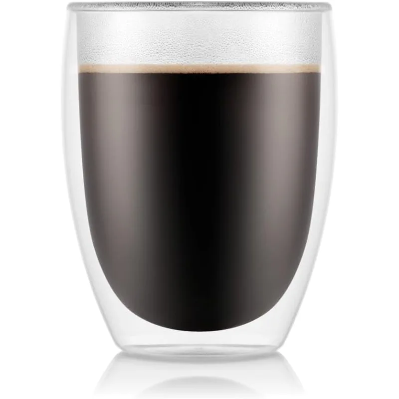 

12oz Pavina Double Wall Insulated Tumbler, High-Heat Borosilicate Glass, Set of 6, Clear