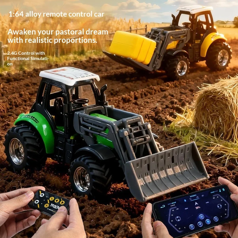 

Новинка 2026 года в наличии: Машинка фермера 1:64, миниатюрная настольная радиоуправляемая машинка из сплава, с двойным управлением, на пульте ДУ, для тяжелых работ