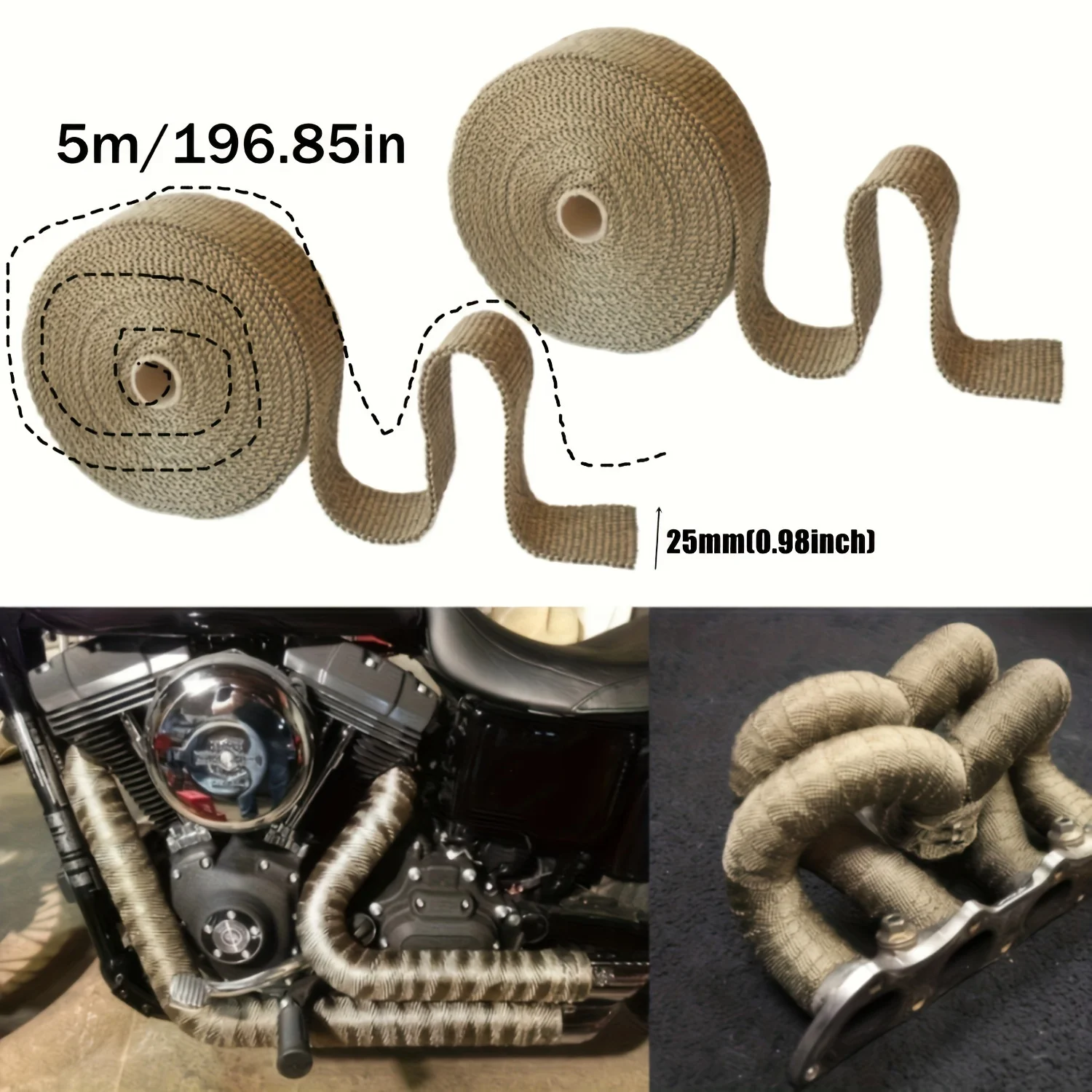 Wärmeisolierband, geeignet für Motorrad-Auspuffrohre, mit Geräuschreduzierungs- und Stoßdämpfungsfunktionen.