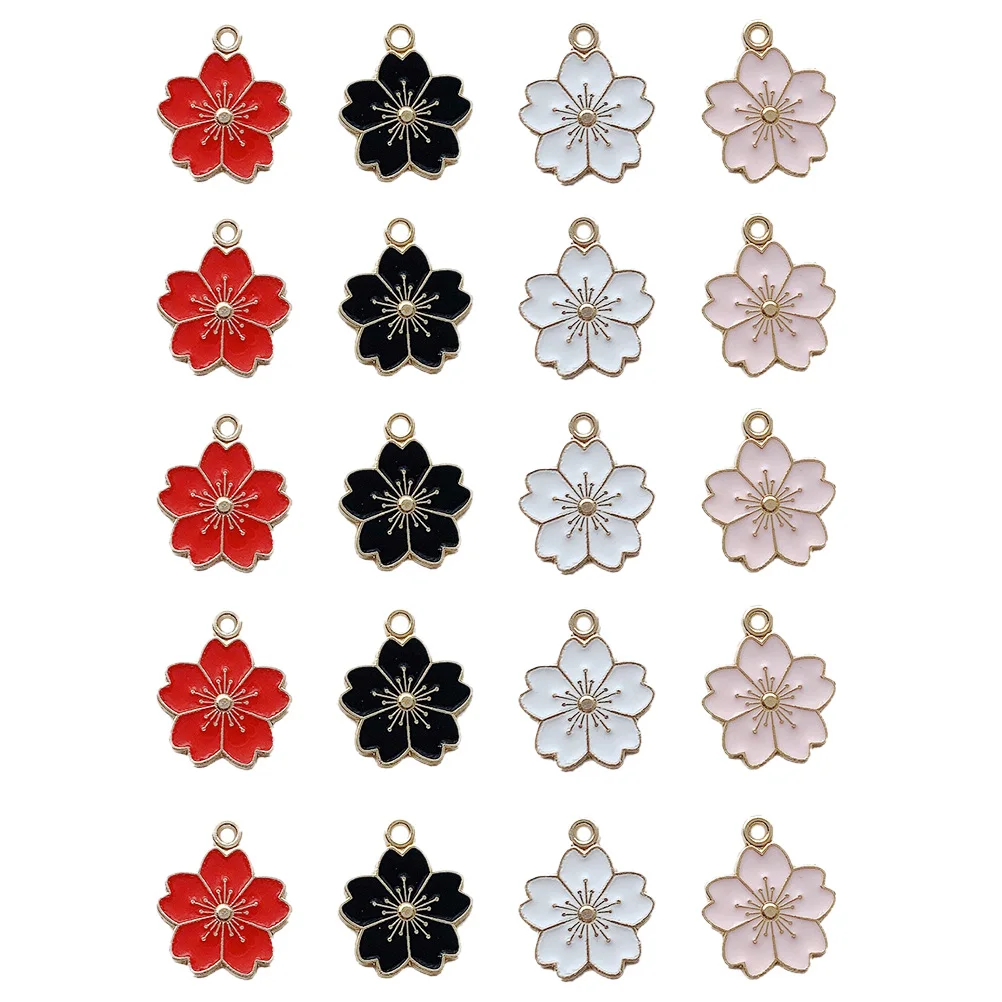 

40 Pcs Flower Decoration Pendant Jewelry Cherry Blossoms DIY Alloy Making Charm