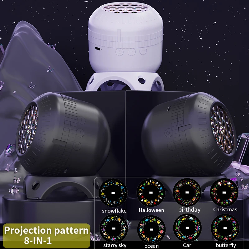 Dynamic Rotating Projector Nightlight 360° Rotating Ocean Wave Night Light with Multi-Angle Projection Base LED Ambient Lighting