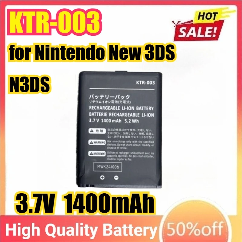 

3.7V 1400mAh KTR-003 Host Battery KTR003 Rechargeable Lithium Battery for Nintendo New 3DS N3DS Game Console Built-in Batteries