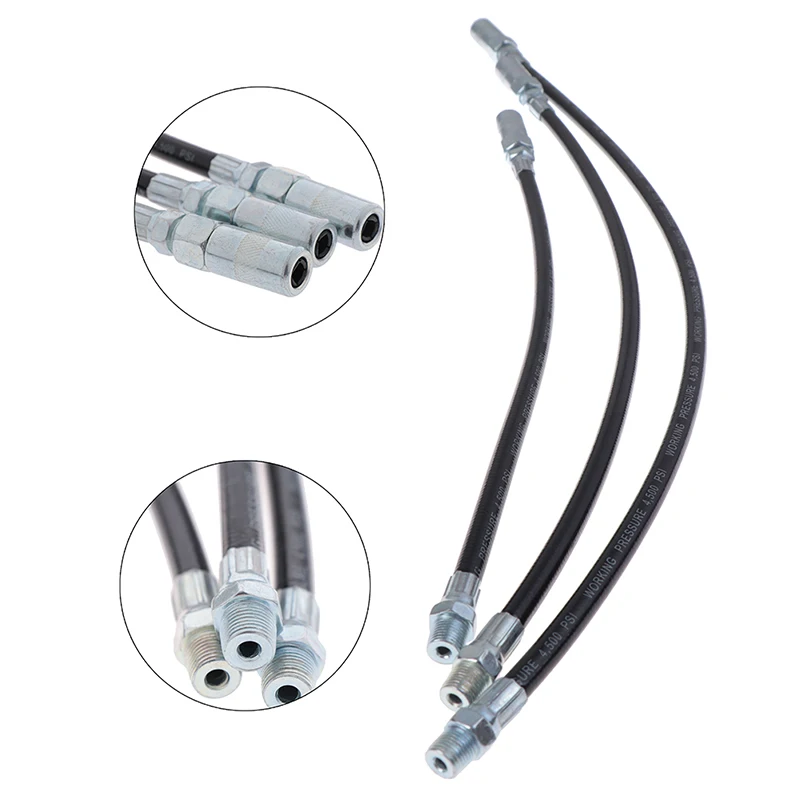 Flexible grease whip hose heavy duty long extension tube with connector Flat button butter flat head Hydraulic tools