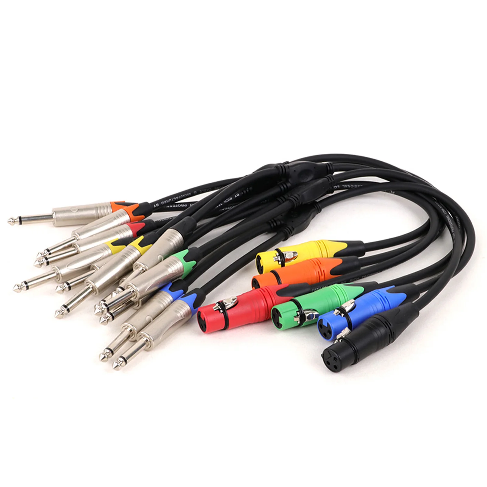 Multi-colored 3Pin XLR Male/Female to Dual 6.35 Mono Mic Patch Cable XLR to Double 6.5 Y Splitter to XLR Audio Adapter Cord