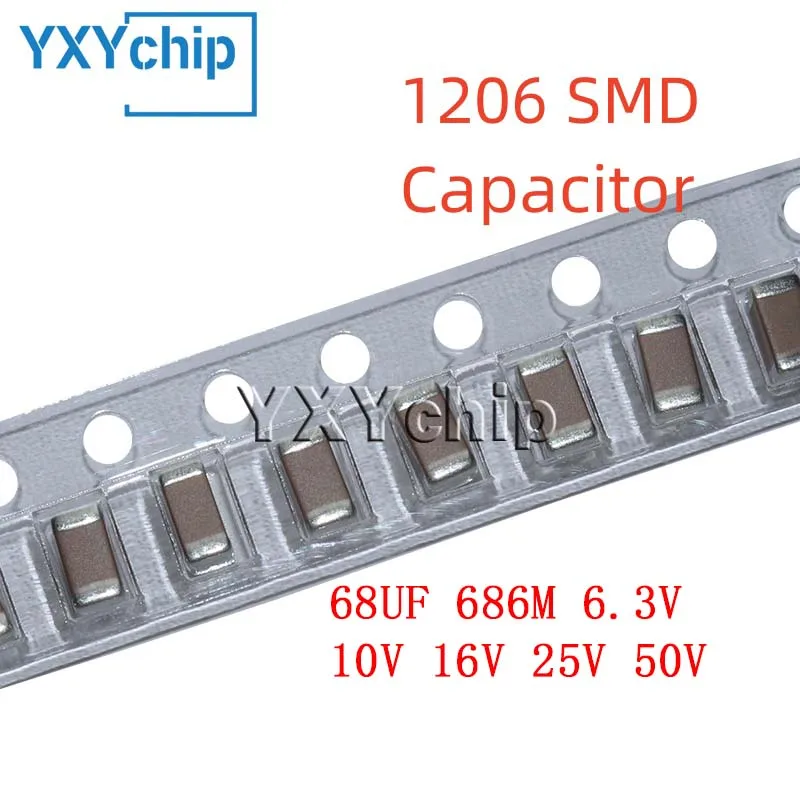 

20 шт. 1206 68 мкФ 686 м 6,3 В 10 В 16 В 25 В 50 В ± 20% X5R SMD чип многослойный керамический конденсатор