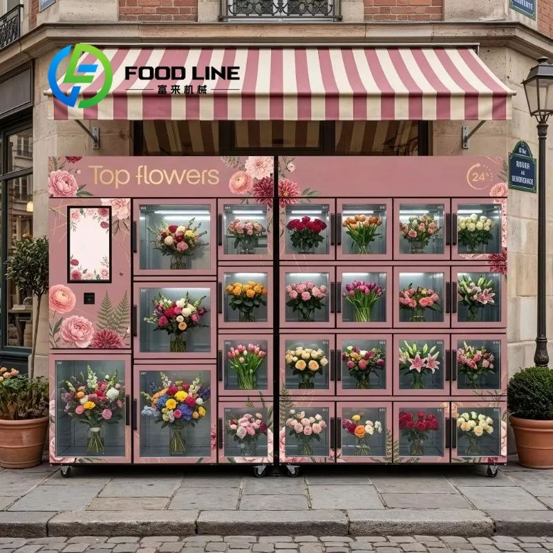 5-Door Small Flower Vending Machine Automatic Lockers Luxury Smart Retail Cashless QR Code Payment Compressor Cooling AI